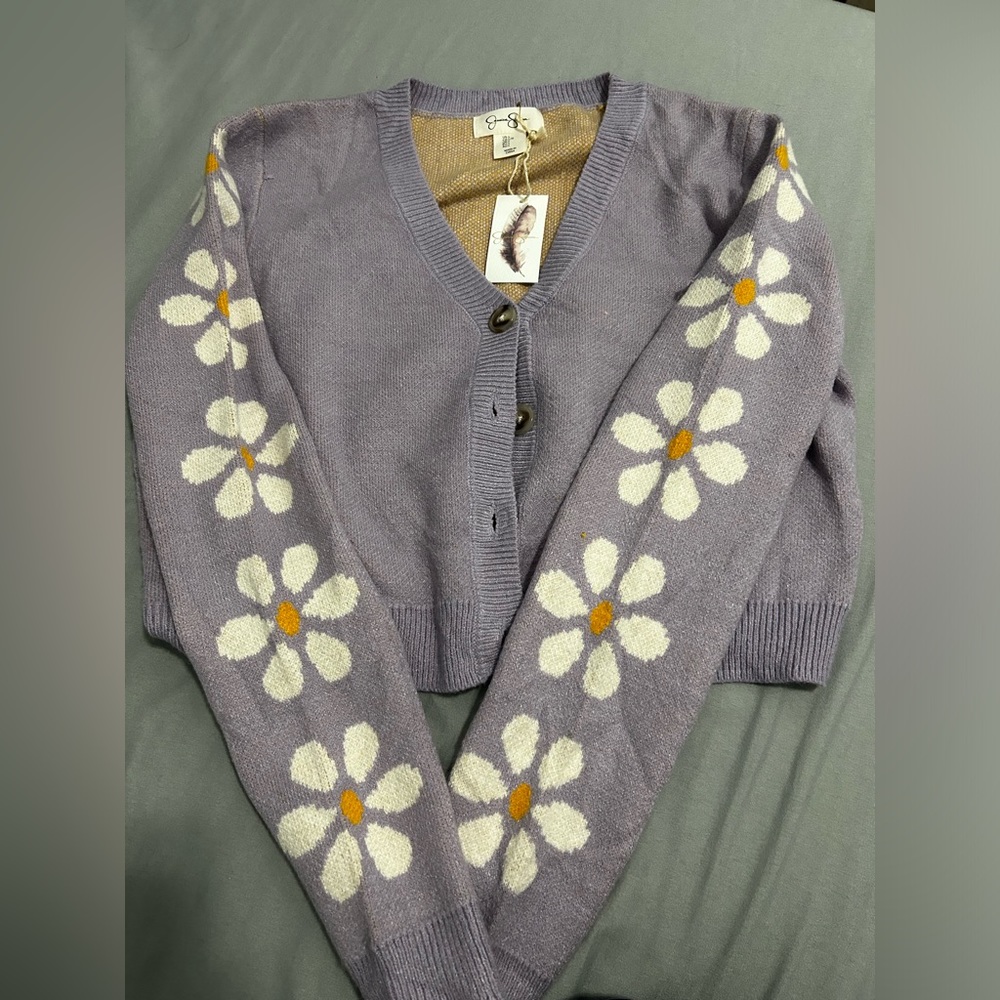 Purple Cardigan with flowers
